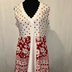 SHEIN Red and White Floral Midi Dress